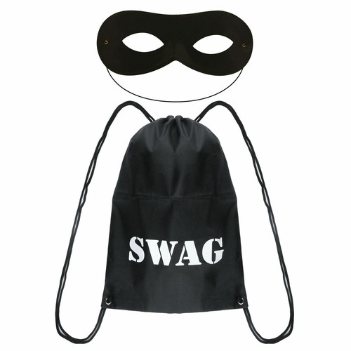 NEW WORLD BOOK DAY SWAG BAG DOMINO MASKS SET THIEF ROBBER CHARACTER FANCY DRESS - Picture 4 of 4