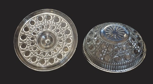 Vintage Federal or Indiana Glass Windsor Button and Cane Clear Candy Dish c/ Lid - Picture 3 of 8