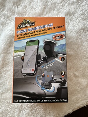 ARMOR ALL Car 360 Rotation Phone/GPS Holder SUCTION MOUNT with EXTENDABLE ARM