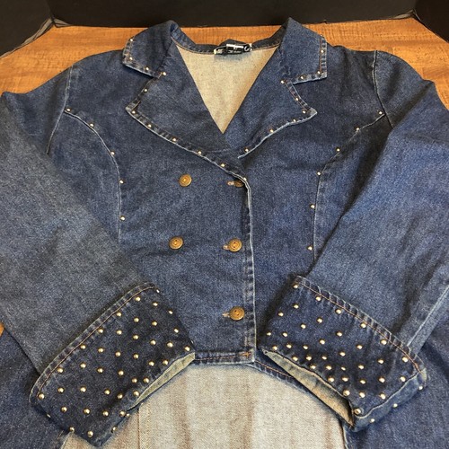 Giacca denim coda lunga borchie RAMA of USA donna XL 90s Country Diva Rockabilly - Foto 13 di 22