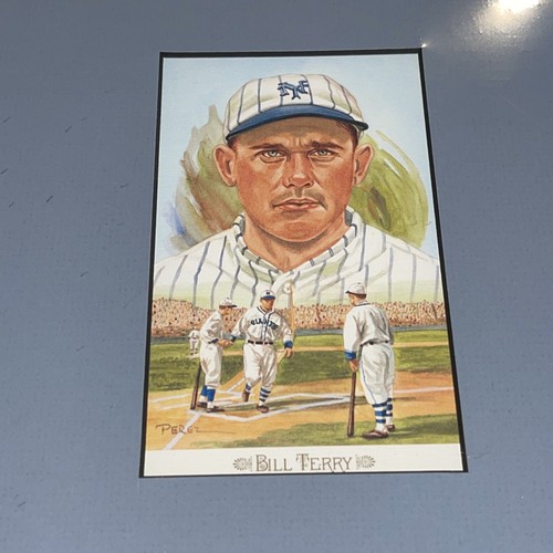 Wm H Bill Terry signed cut Autographed Perez Steele Postcard Matted Frame Ready - Picture 3 of 4