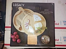 Picnic Time Round Brie Cheese Board Set with Stainless Steel Cheese Tools