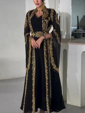 Black Evening Dress New Elegant Sequined Celebrity Prom Gown Kaftan A-line