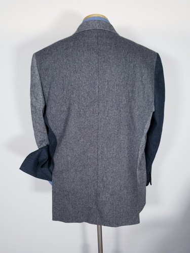 Alan Flusser Gray Blue Patchwork wool Poly Tweed XL Blazer Sport Sport Coat - Picture 3 of 5