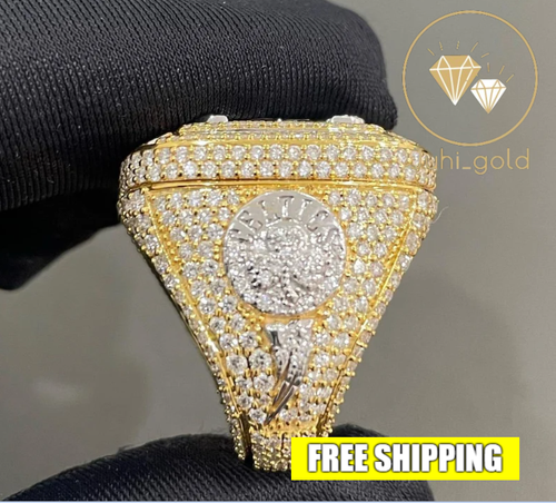 Anillo Pinky Personalizado Para Hombre 4 CT Redondo Diamante Simulado 14K Dos Tonos Chapado en Oro - Imagen 3 de 9