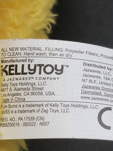 Bum Bumz Dylan Dumpling Takeout Bumz 7.5 Inch Plush By Russ Yellow Kelly Toy - Picture 8 of 8