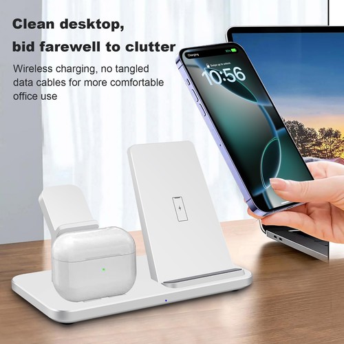 15W Wireless Charger Dock 3in1 Charging Station For Apple Watch Air Pods iPhone - Picture 17 of 26
