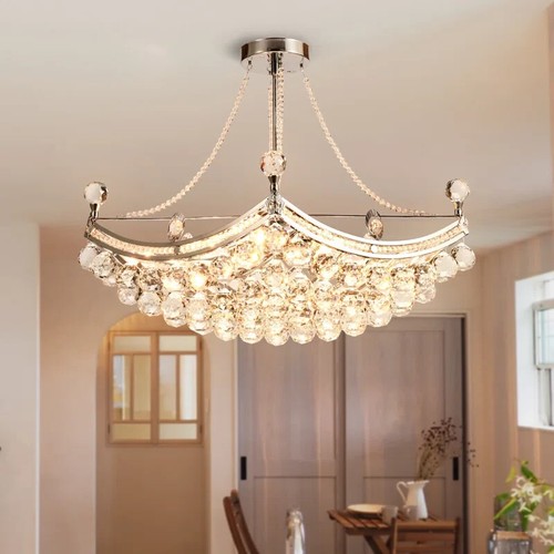 25" Creative Boat Chandelier Rain Drop K9 Crystal Pendant Lamp Hanging Fixtures - Bild 1 von 19