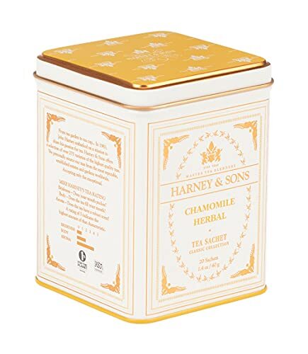 Harney & Sons Chamomile Herbal Tea, Classic Tin, 20 Sachets, White, Kosher - Picture 9 of 9