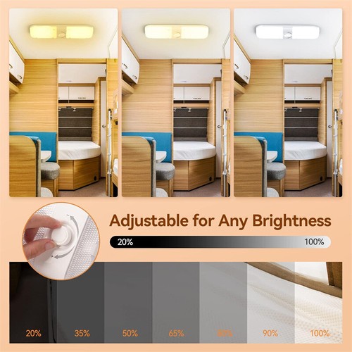 12V LED RV Interior Ceiling Light Boat Fixture Camper Trailer Double Dome Fr-yp - Afbeelding 5 van 8