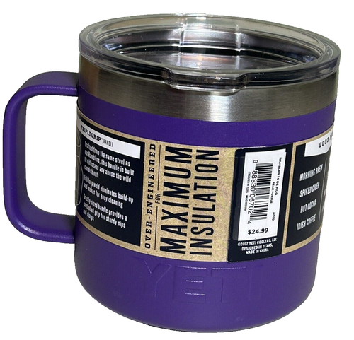 Taza YETI Rambler 14 oz acero inoxidable aislada al vacío tapa estándar pico púrpura - Imagen 2 de 5