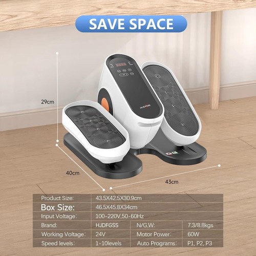 Under Desk Elliptical Machine, Electric Ellipse Leg Exerciser While Sitting for - Picture 8 of 9