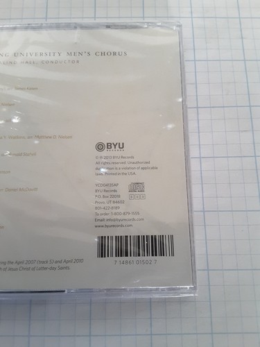BYU Men's Chorus SET APART Beloved Missionary Hymns 2013 NEW SEALED - Bild 4 von 4