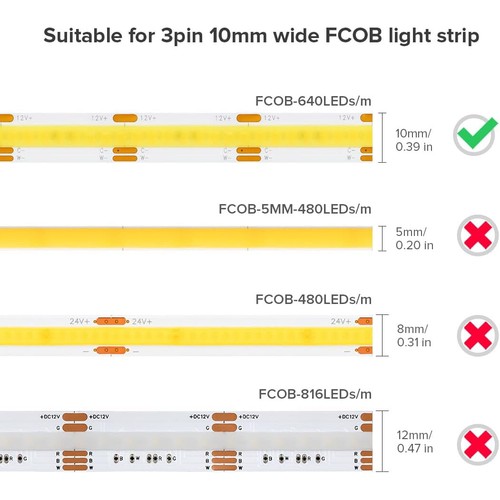 COB Connector Professional 2/3/4Pin 5/8/10mm Transparent L Shaped LED Strip - Picture 8 of 15