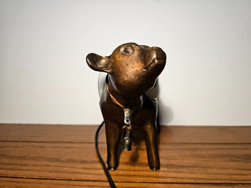 VINTAGE COW NIGHT LIGHT/LAMP CAST METAL AND GLASS ELECTRIC - Picture 10 of 17