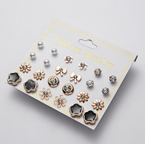 A Set Of 12 Pairs Different Style Ear Studs Earrings Allergy Free Wholesale UK - Picture 7 of 8