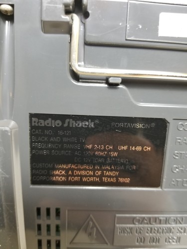 VTG Radio Shack Portavision 4.5" B&W Home/Auto Television & Power Cords -Tested - Picture 8 of 12