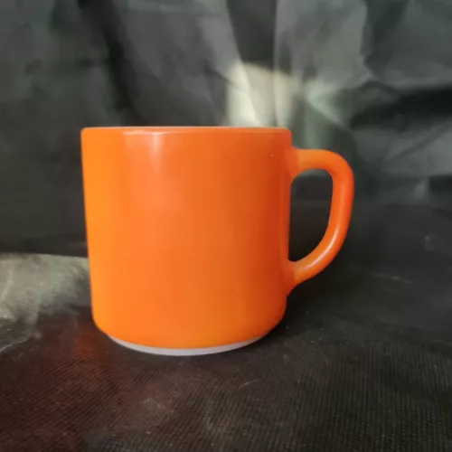 Vintage Federal Glass Coffee Mug  Orange MILK GLASS