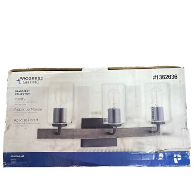 Progress Lighting Bradberry 3-Light Gray Farmhouse Vanity Light Progress Lighting Bradberry 3-Light Gray Farmhouse Vanity Light