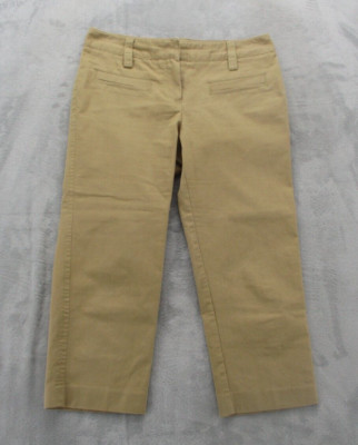 Sharagano Capri Pants Women's4 Beige Cotton Polyester Blend Faux Pockets