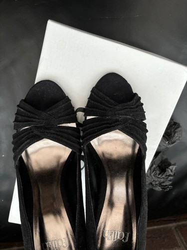 Faith Black Suede Heels Size 5, New Boxed - Picture 9 of 10