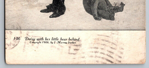 Daisy With Her Little Bear Behind Victorian Woman on Beach Antique Postcard D27 - Picture 2 of 4