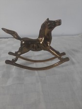Brass Horse Animal Figurine Solid Brass Rocking Horse Equestrian Decor Vintage