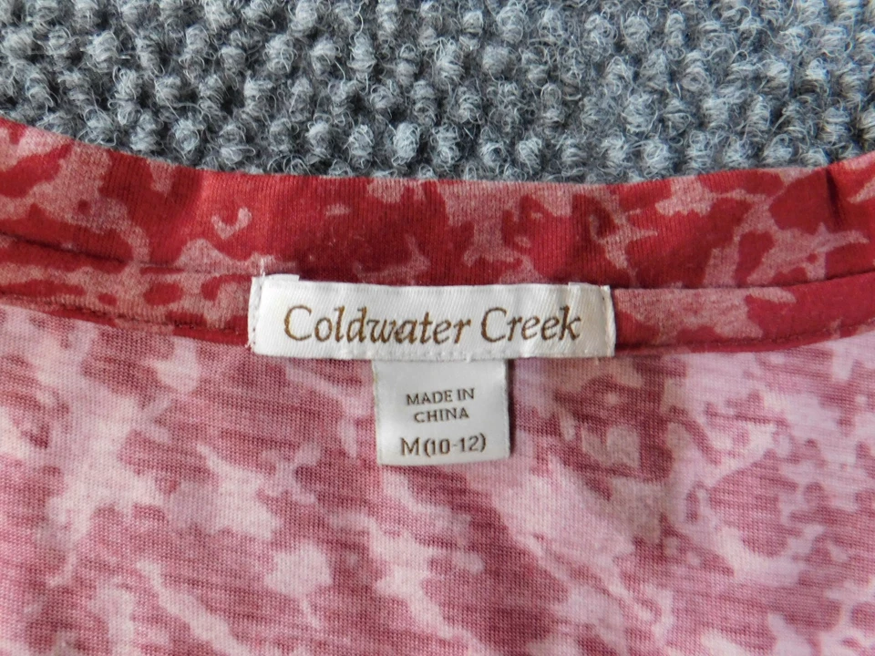 Coldwater Creek Blusa Floral Mujer Top Medio Rojo Bordado Geométrico Foto 4 de 4