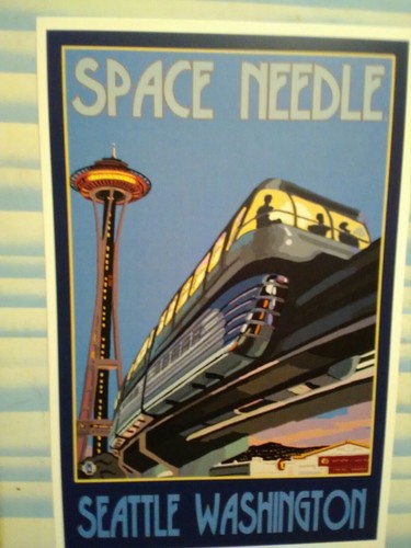 BEAUTIFUL POST CARD AERIAL VIEW SPACE NEEDLE & MONRAIL SEATTLE WASHINGTON. - Picture 4 of 12