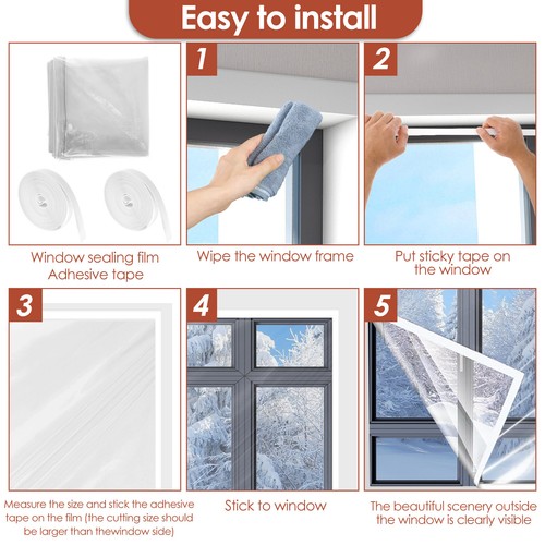 Window Wrap Insulation Reusable Practical Windows Winterizing Kit for Home DW - Picture 3 of 11