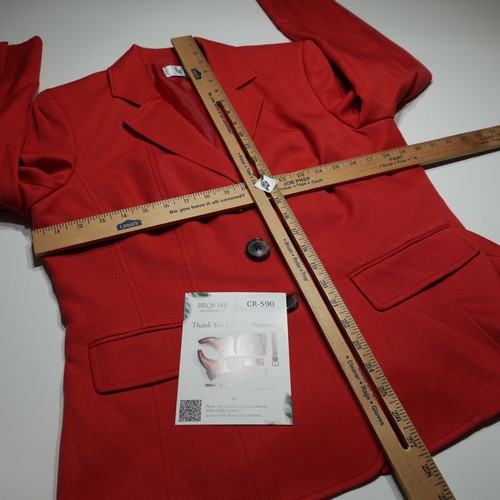 Le Suit Blazer Jacket Size 12 Red Formal Business 3 Button Tailored Fully Lined - Picture 14 of 16