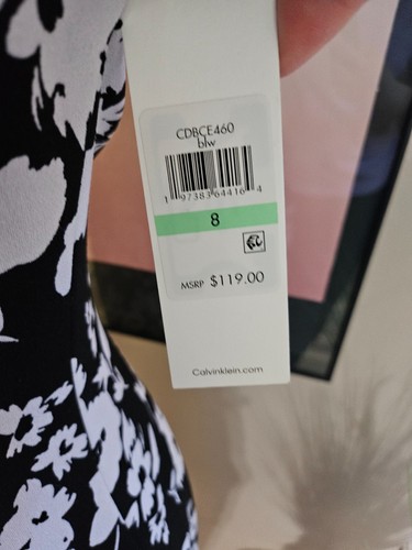 Calvin Klein Women's Floral Sheath Dress! NWT Size 8 Black/White - Picture 7 of 8