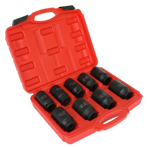 Deep Impact Socket Tool 9 Pcs/Set 1/2" Drive Metric Axle Hub Nut Socket 29-38mm - Picture 3 of 6