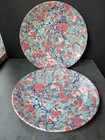 2 Anthropologie Salad Plates Marbled Pink Blue Royal Stafford