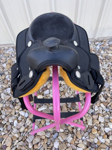 Kid Western New Generation Horse Synthetic Saddle - 8" - Blue/Black/Brown/Purple - Picture 6 of 18