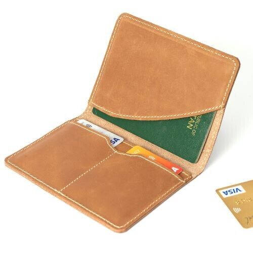 Herren Damen Reisepass Kartenetui Geldbörse Designer Kartenetui Crazy Horse Leder - Bild 2 von 6