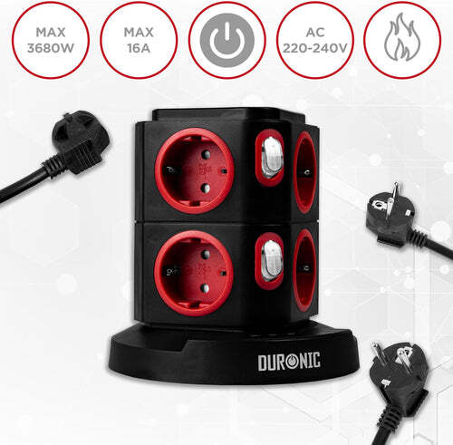 Duronic ET8W Mehrfachsteckdose 8-Fach, USB, Wireless Charging, Spannungsschutz - Bild 7 von 7