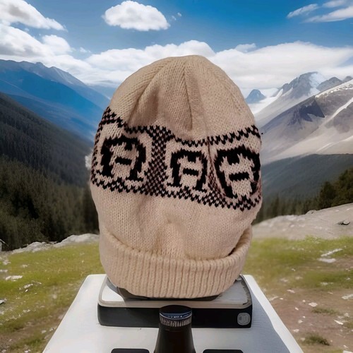 Vintage Etienne Aigner Knit Cap Beanie Toboggan Logo Stretch One Size - Picture 2 of 4