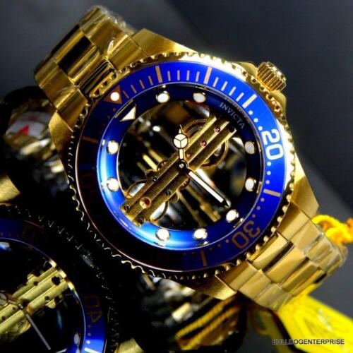 Invicta Pro Diver Ghost Bridge 47mm Gold Plated Steel Mechanical Blue Watch New - Picture 1 of 12