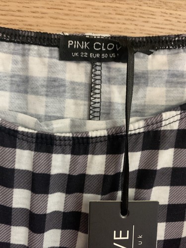 Ladies Dress Pink Clove Stretch Jersey Check Gingham Casual Size 22 Brand New💙o - Picture 3 of 5