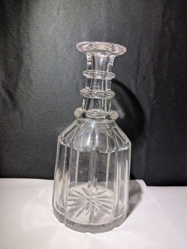 ANTIGUA BARRA CORTE TRASERO CRISTAL VIDRIO JARRA BOTELLA SIN TAPÓN 8.75" #1D - Imagen 1 de 9