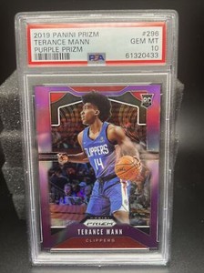 2019-20 Prizm Terance Mann Purple Prizm Rookie RC /75 PSA 10 Team Color Match