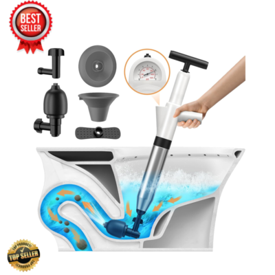 #ad High Pressure Drain Blaster Toilet Clog Remover Pneumatic Plunger W Barometer $37.27