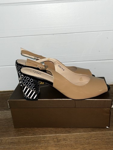 Azura italienische Mode Selena-B Absatzschuhe Größe 9 hellbraun & rot unten Schuhe - Bild 11 von 24
