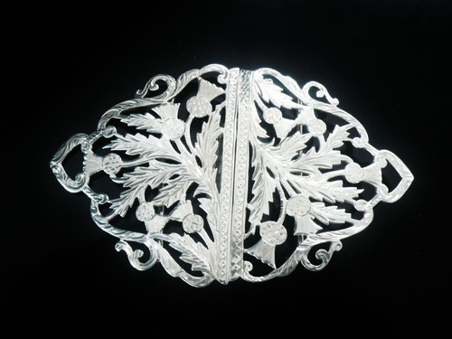 Sterling Silver Scottish Thistles Nurses Belt Buckle, Hallmarked Birmingham 1902 - Picture 12 of 12