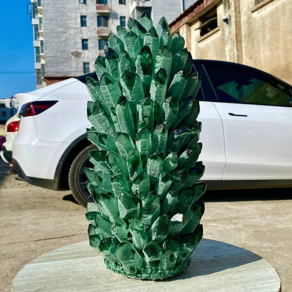 31LB New Find green Phantom Crystal Quartz Cluster Mineral Specimen Healing - Image 4 of 4