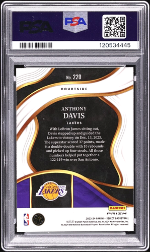 2023 Select Courtside Elephant Prizm #220 Anthony Davis PSA 10 GEM MINT - Bild 2 von 2