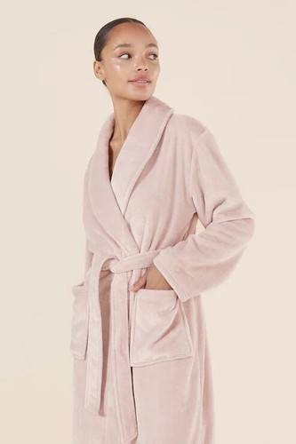Ladies Gingerlilly Pink Plush Long Dressing Gown Robe Wrap (Imogin) - Bild 3 von 6