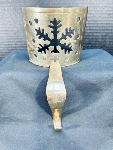 Vintage schwerer Messing Schneeflocke Strumpf Aufhänger und Kerzenhalter - Bild 2 von 10