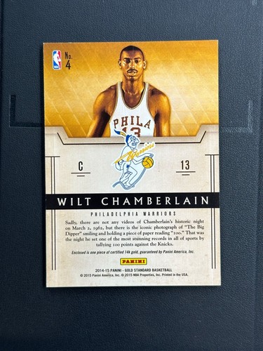 2014 Panini Gold Standard Gold Records Wilt Chamberlain 14K Gold /20 SSP#Z - Bild 2 von 2